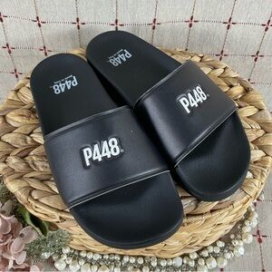 P448 Super Water Resistant Slide Sandal Women's 36 6/6.5 Contoured Footbed Black
